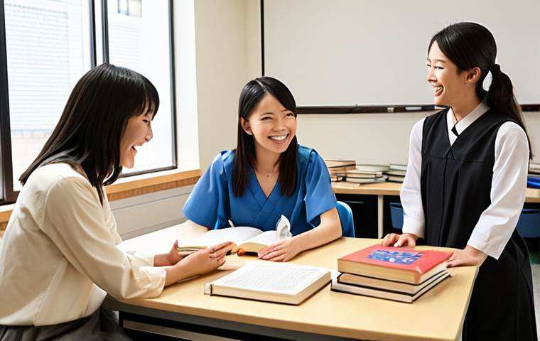 **

A bright and modern university campus scene.  Several smiling graduate students are gathered around a table, engaged in lively discussion.  Books and research papers are scattered around.  In the background, a glimpse of advanced lab equipment can be seen.  The overall feeling is one of collaboration, intelligence, and optimism for the future of Speech-Language Pathology. Japanese text overlay: "言語聴覚士大学院: 未来を切り開く" (Speech-Language Pathology Graduate School: Opening Up the Future).

**