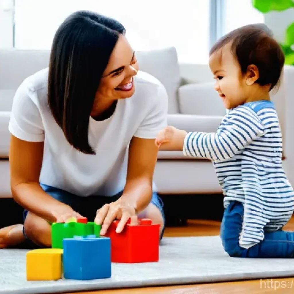어린이의 구술 발달 - **Prompt 1: Playful Learning with Building Blocks**
A happy, bright, and cozy living room scene....